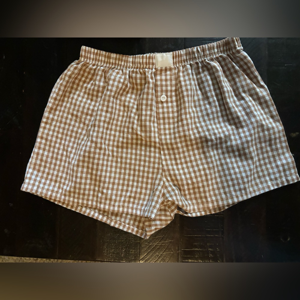 Trendy Boutique Brown Checkered Athletic Shorts